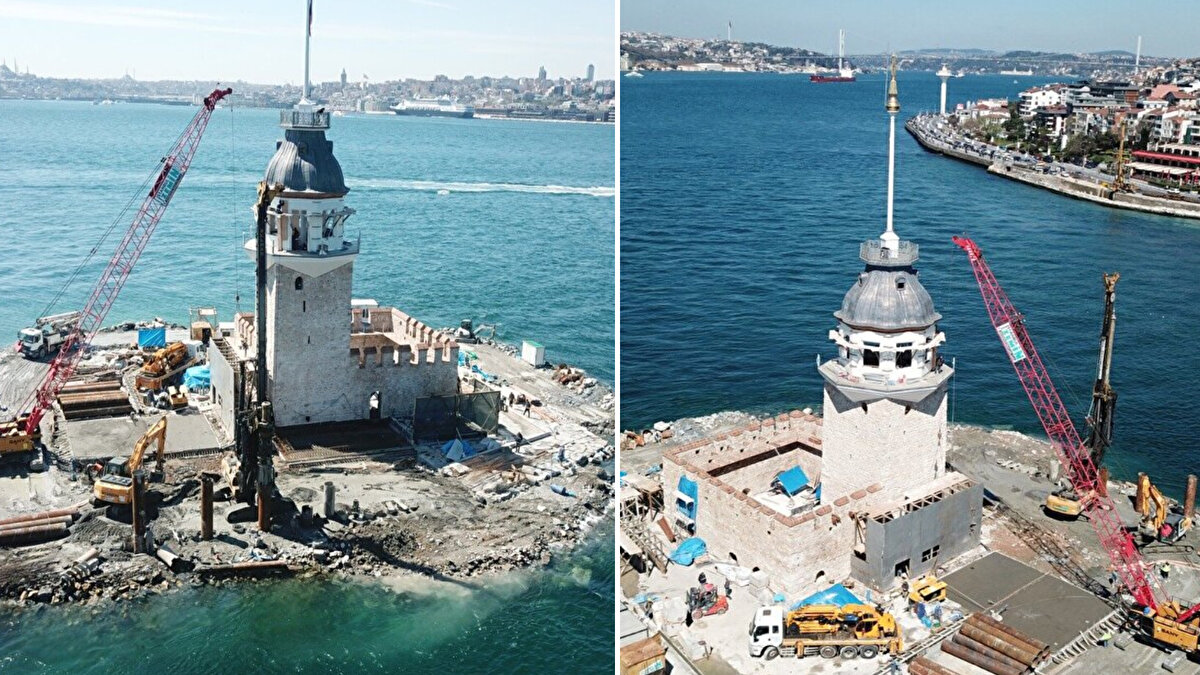 İstanbul'un 2 bin 500 yıllık tarihe sahip simgelerinden Kız Kulesi'nin restorasyonunda sona yaklaşıldı. 