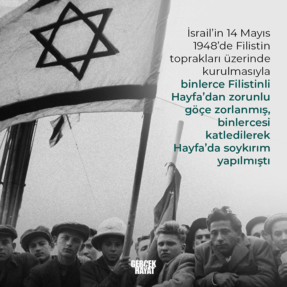 Binlerce Filistinli Hayfa’dan zorunlu göçe zorlanmış, binlercesi katledilerek Hayfa’da soykırım yapılmıştı