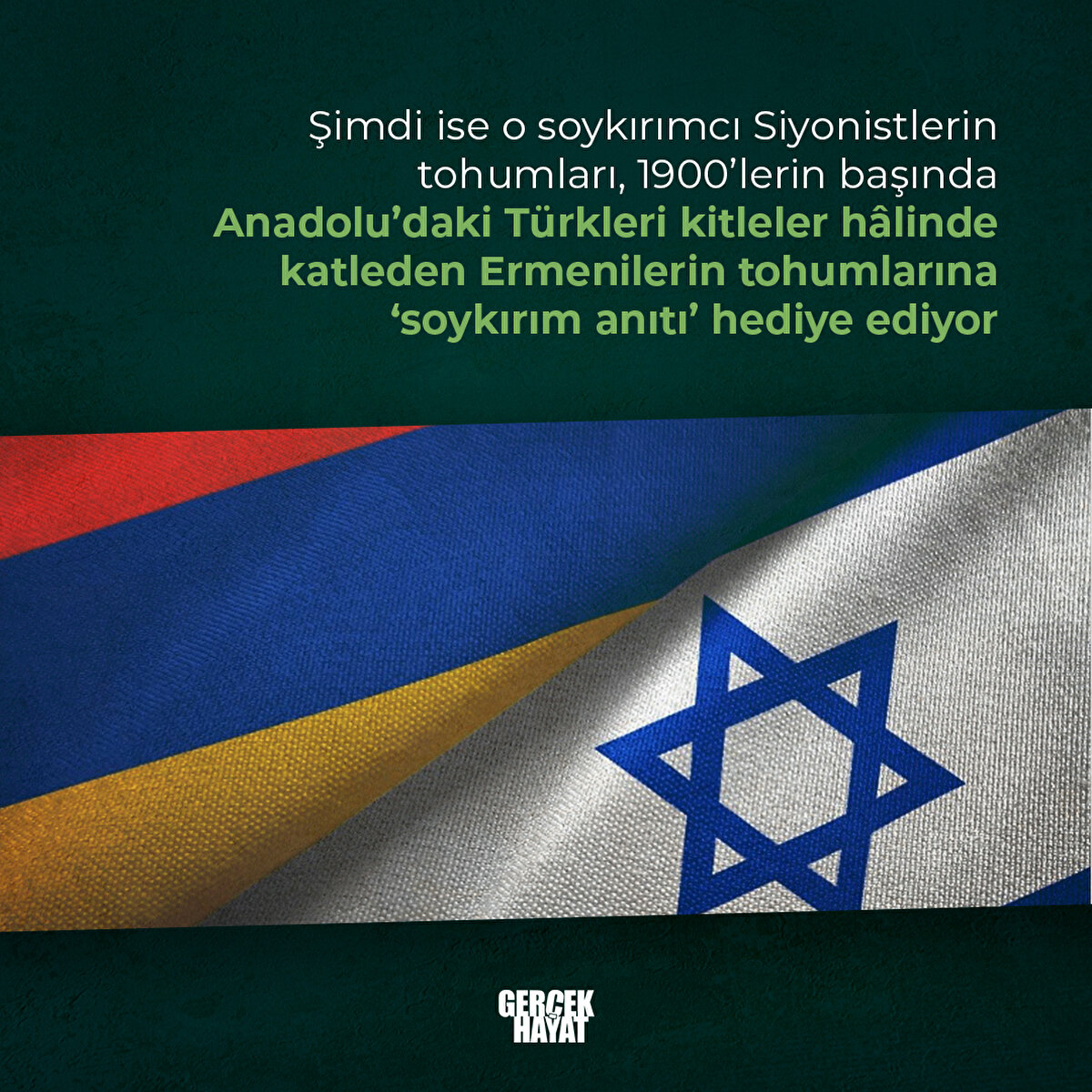 Siyonistlerin tohumları, Ermenilerin tohumlarına ‘soykırım anıtı’ hediye ediyor