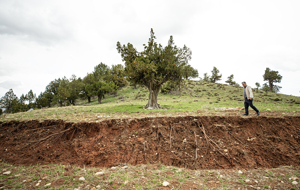 Birçok yerde 5 metreye kadar yarıklar oluştuğuna işaret eden Keleş, "Tarımı etkiliyor. Tarlaları ikiye bölmüş. Traktör diğer tarafa geçemez mesela." ifadelerini kullandı.