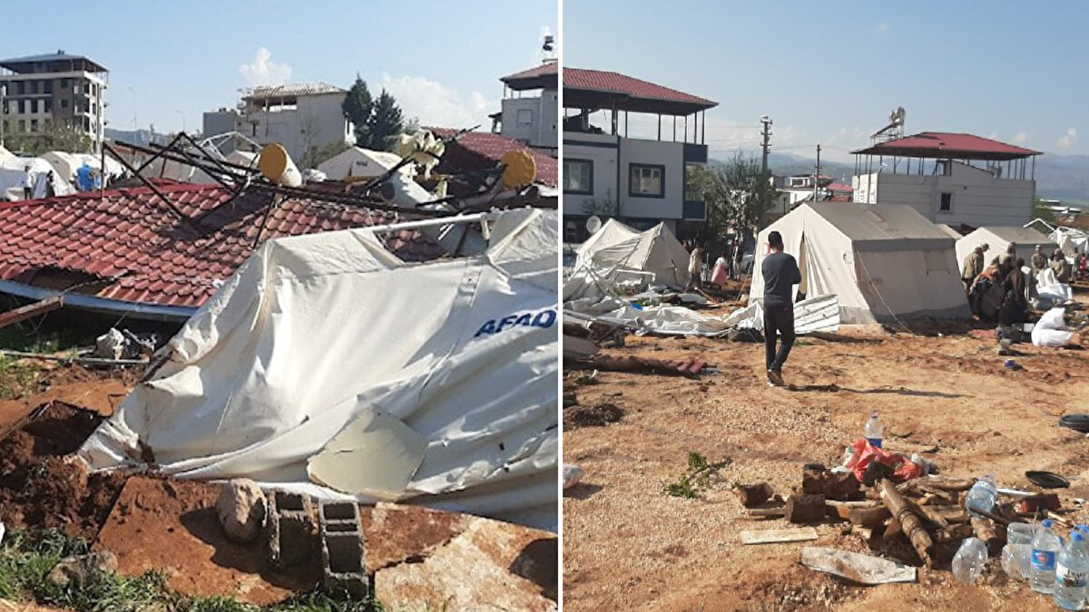 Pazarcık ilçesinde fırtına sonrası hortum meydana geldi. 