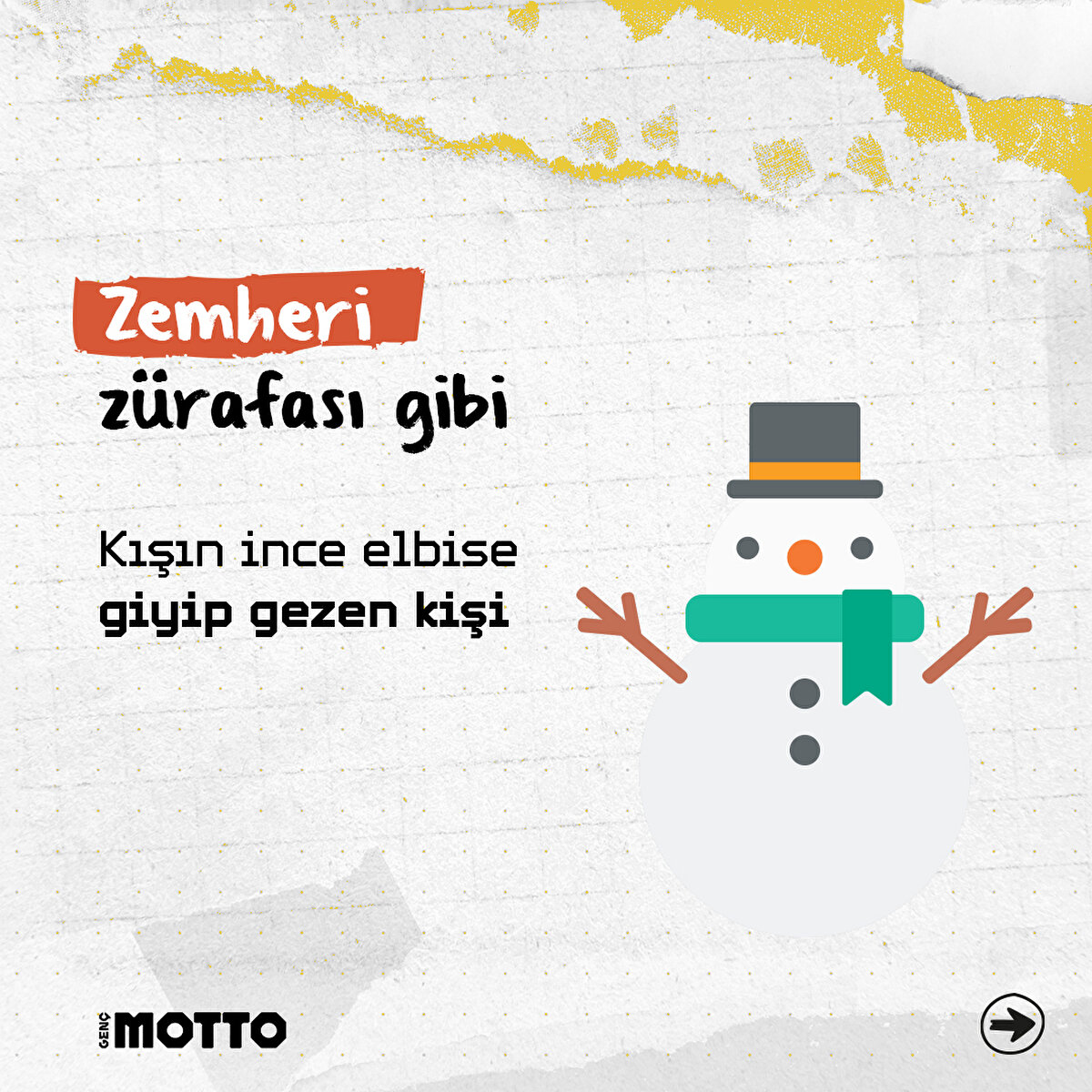 Zemheri zürafası gibi: Kışın ince elbise giyip gezen kişi