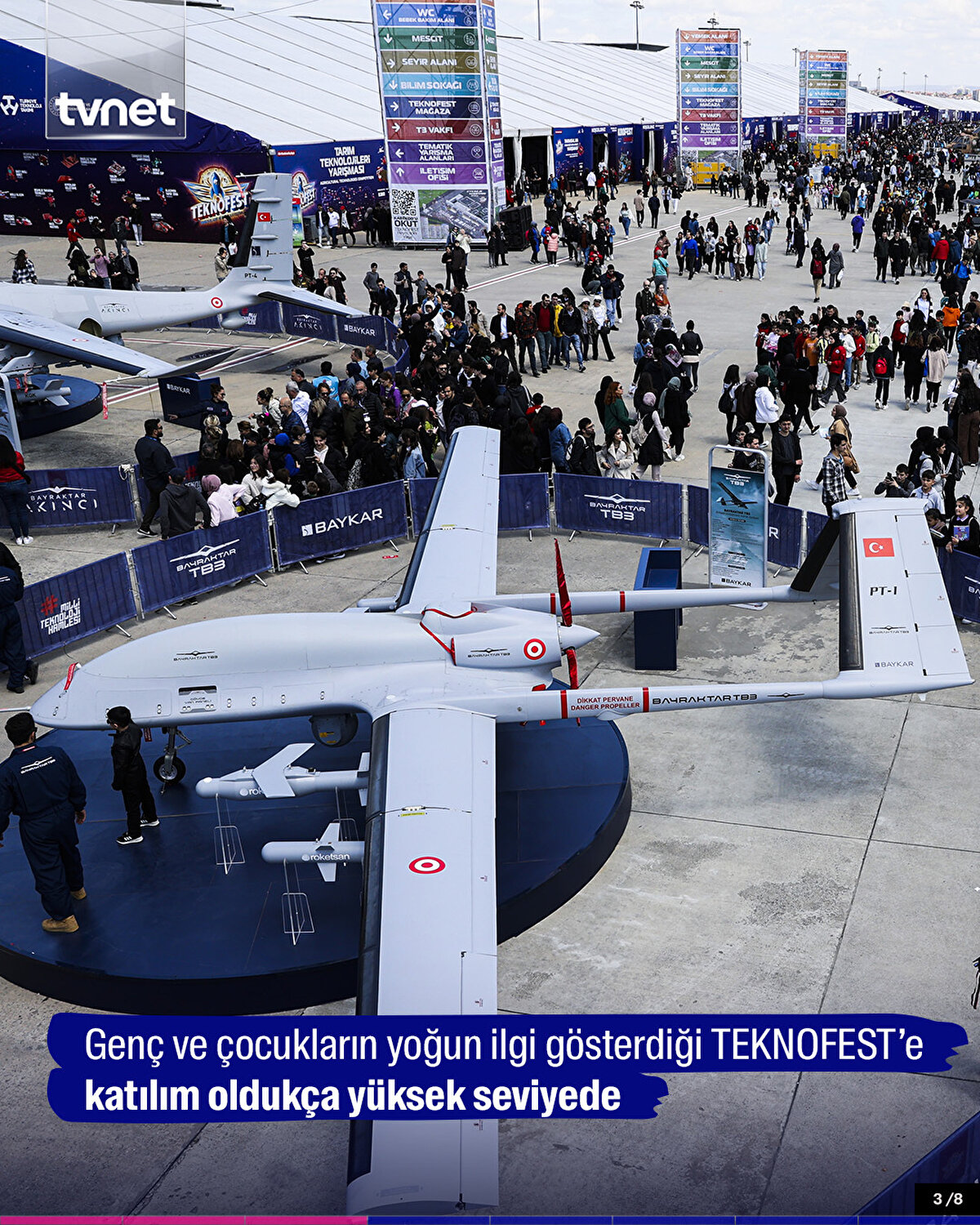 Genç ve çocukların yoğun ilgi gösterdiği TEKNOFEST’e katılım oldukça yüksek seviyede
