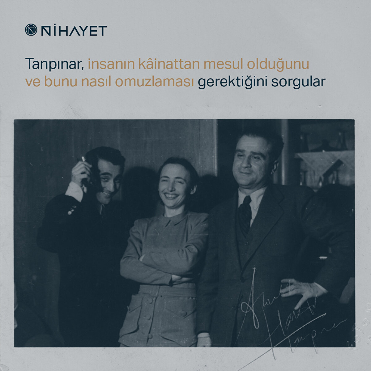 Tanpınar, insanın k&#226;inattan mesul olduğunu ve bunu nasıl omuzlaması gerektiğini sorgular