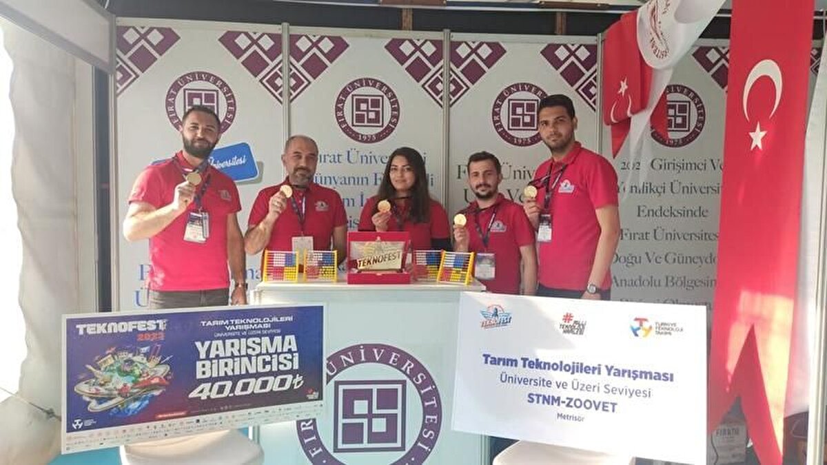 TEKNOSFEST'TE ÖDÜL KAZANDILAR<br><br><br> Fırat Üniversitesi Rektörü Prof. Dr. Fahrettin Göktaş, "Üniversitemiz öğrencileri TEKNOFEST yarışmalarında Tarım Teknolojileri alanında birincilik ve TÜBA TEKNOFEST Doktora Bilim Ödülleri alanında da üçüncülük elde etme başarısını göstermiştir. Danışman hocalarımızı ve sevgili öğrencilerimizi tebrik ediyorum" açıklamasını yaptı.<br><br>