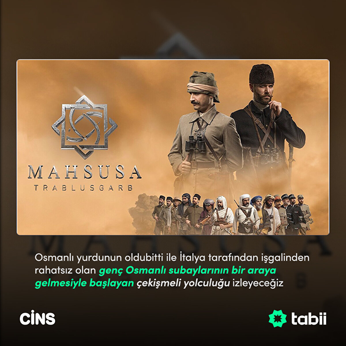 Osmanlı yurdunun oldubitti ile İtalya tarafından işgalinden rahatsız olan genç Osmanlı subaylarının bir araya gelmesiyle başlayan çekişmeli yolculuğu izleyeceğiz