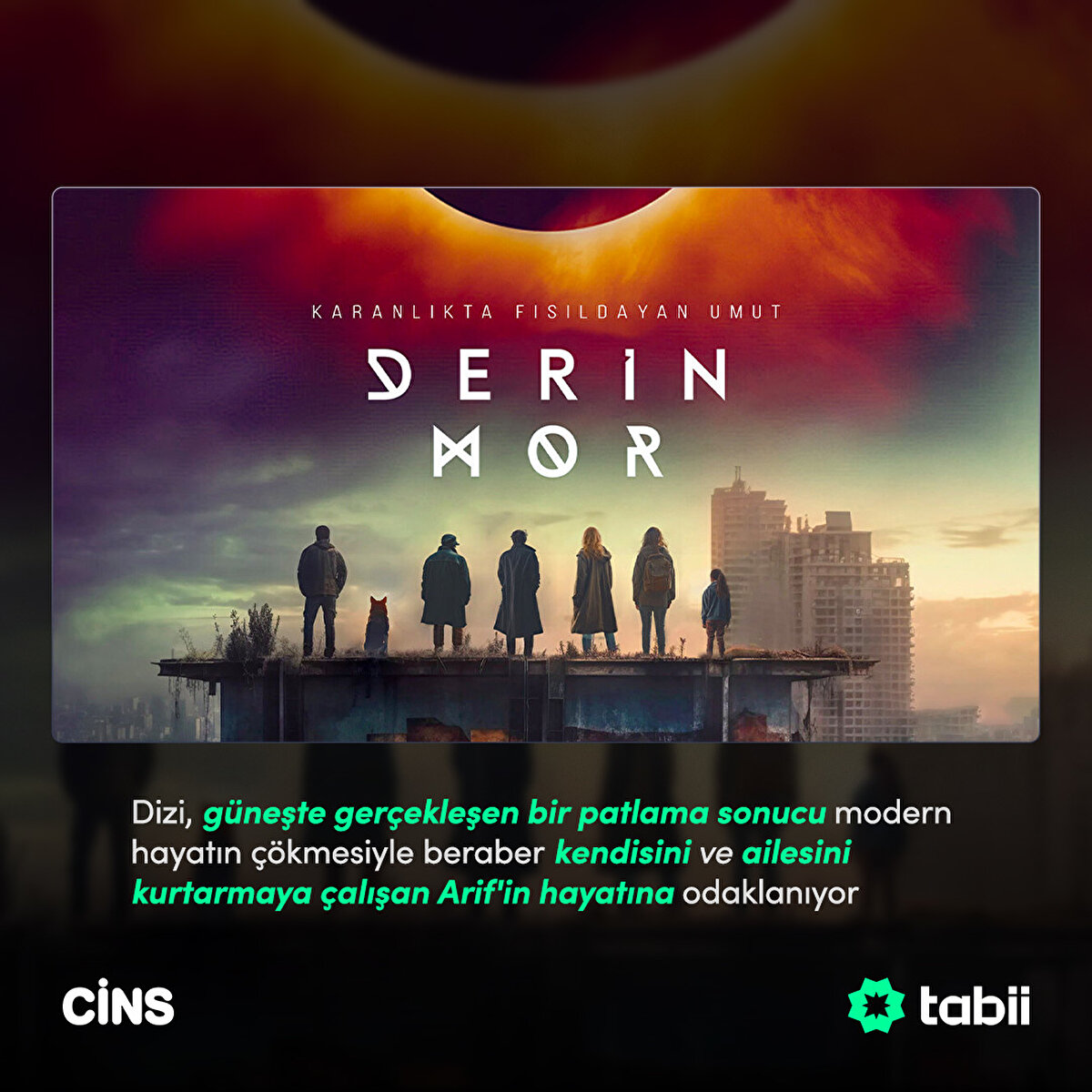 Dizi, güneşte gerçekleşen bir patlama sonucu modern hayatın çökmesiyle beraber kendisini ve ailesini kurtarmaya çalışan Arif'in hayatına odaklanıyor