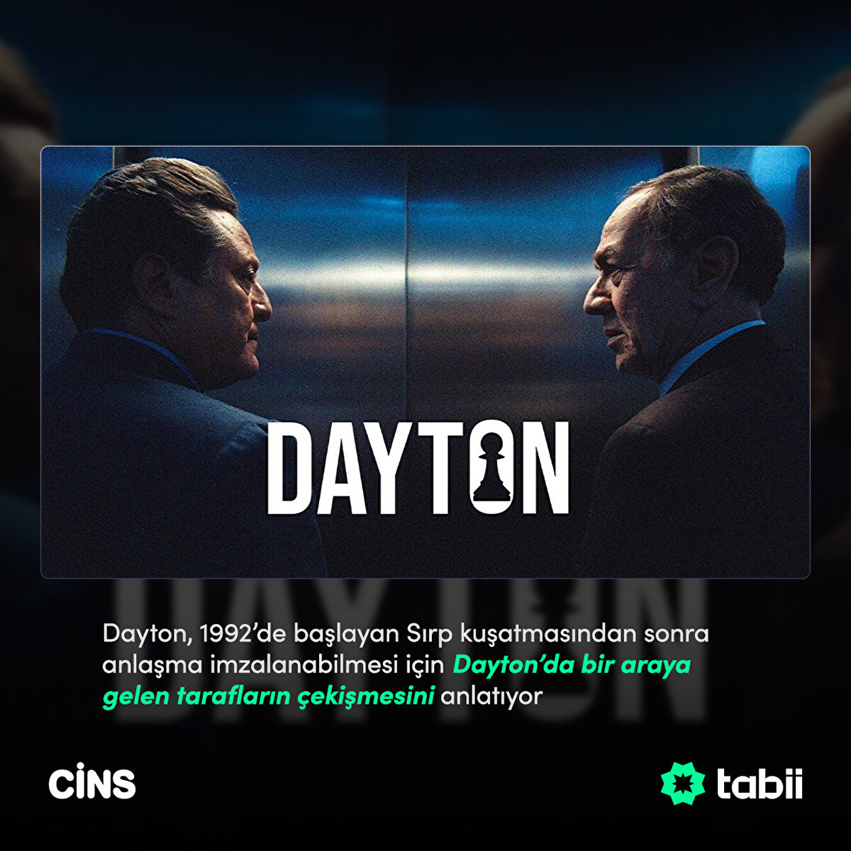 Dayton, 1992’de başlayan Sırp kuşatmasından sonra anlaşma imzalanabilmesi için Dayton’da bir araya gelen tarafların çekişmesini anlatıyor