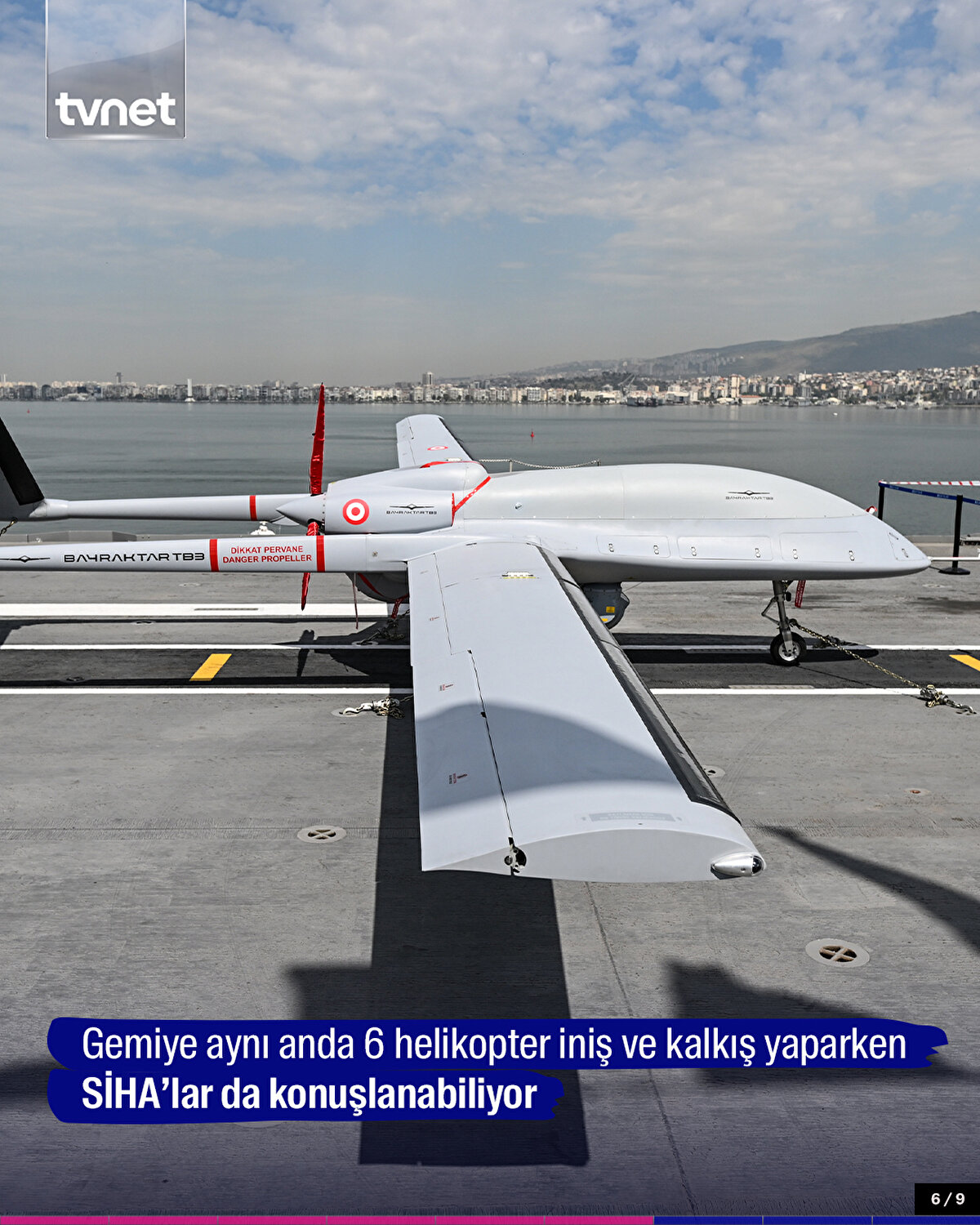 Gemiye aynı anda 6 helikopter iniş ve kalkış yaparken SİHA’lar da konuşlanabiliyor