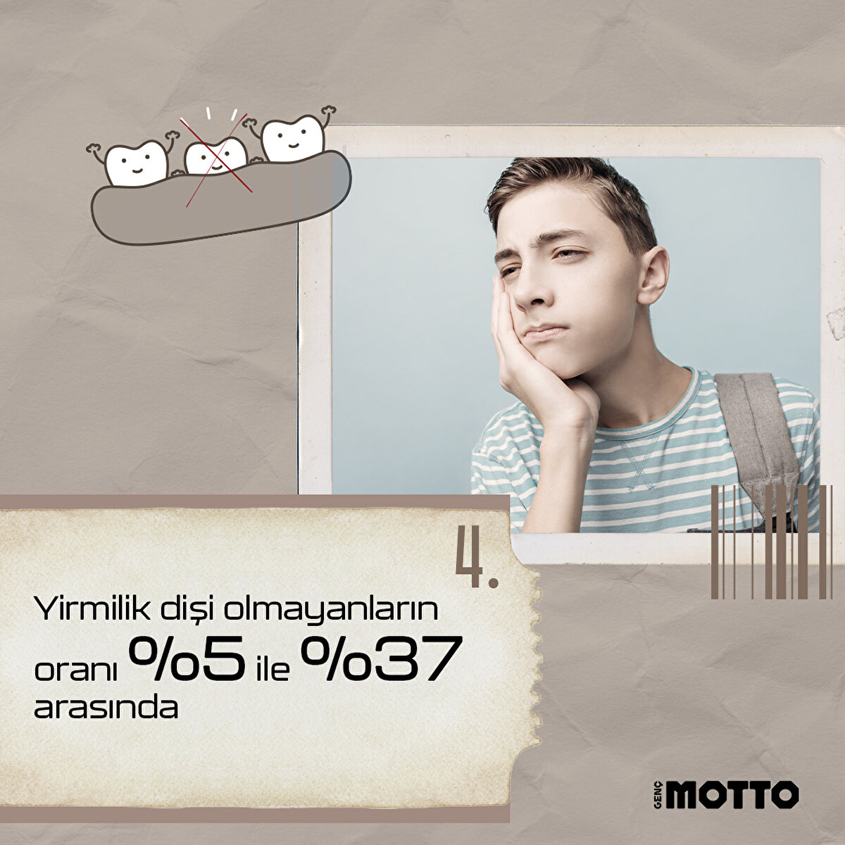 Yirmilik dişi olmayanların oranı % 5 ile %37 arasında