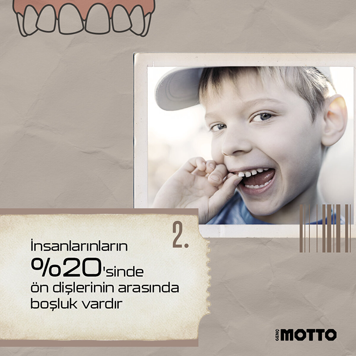 İnsanların %20'sinde ön dişlerinin arasında boşluk vardır