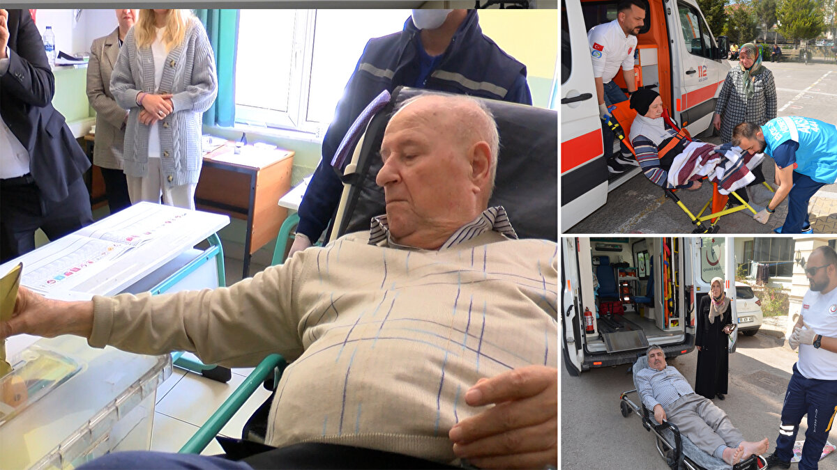 Kentte 16 yıl önce geçirdiği trafik kazası sonucu engelli kalan İhsan Solak, Cumhurbaşkanı Seçimi ve 28'inci Dönem Milletvekili Genel Seçimi'nde ambulansla oy kullanacağı Cahit Zarifoğlu Ortaokulu'na getirildi. 