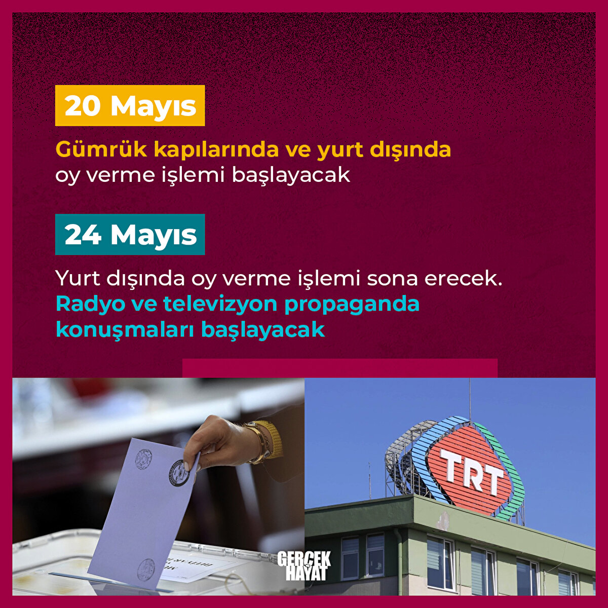 20-24 Mayıs'ta yurtdışında oy verilecek
