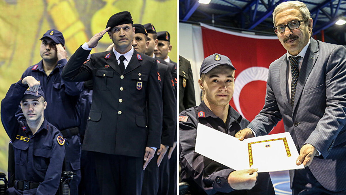 Bursa İl Jandarma Komutanlığı'nda temsili askerlik yapan engelliler için yemin töreni düzenlendi.<br><br>Törene aileleriyle gelen 9 zihinsel ve bedensel engelli genç, jandarma üniforması giydi.