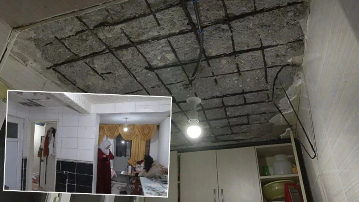 Balat'ta 16 yıl önce satın aldığı 4 katlı binanın bodrum katındaki dairede üç kızıyla yaşayan 51 yaşındaki Kudret Kara, dün sabah saatlerinde mutfak tavanının çökmesiyle korku dolu anlar yaşadı.<br><br>