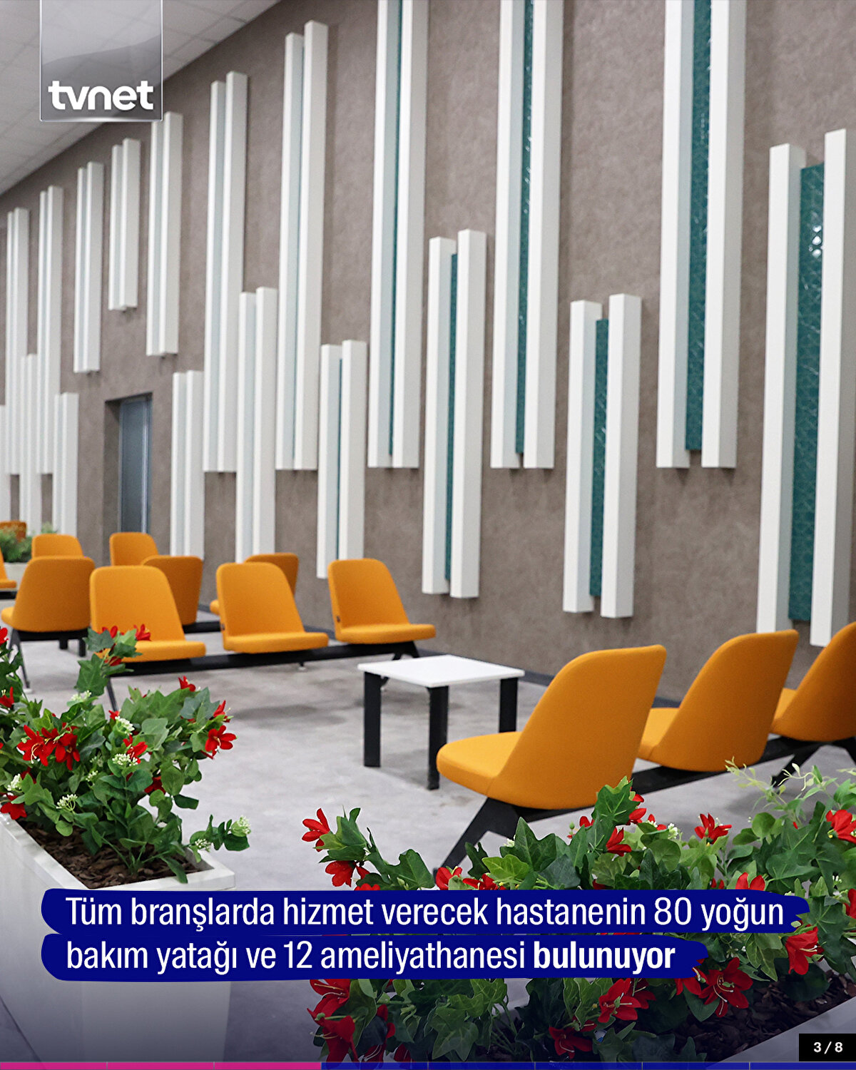 Tüm branşlarda hizmet verecek hastanenin 80 yoğun bakım yatağı ve 12 ameliyathanesi bulunuyor