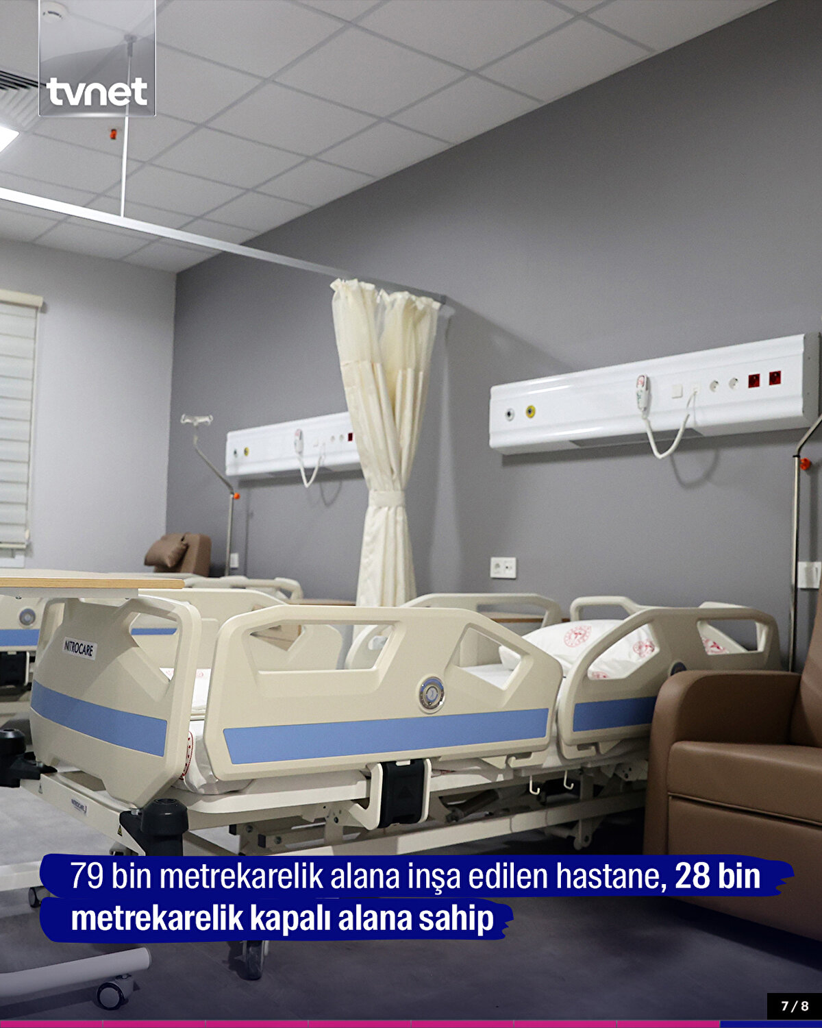 79 bin metrekarelik alana inşa edilen hastane, 28 bin metrekarelik kapalı alana sahip