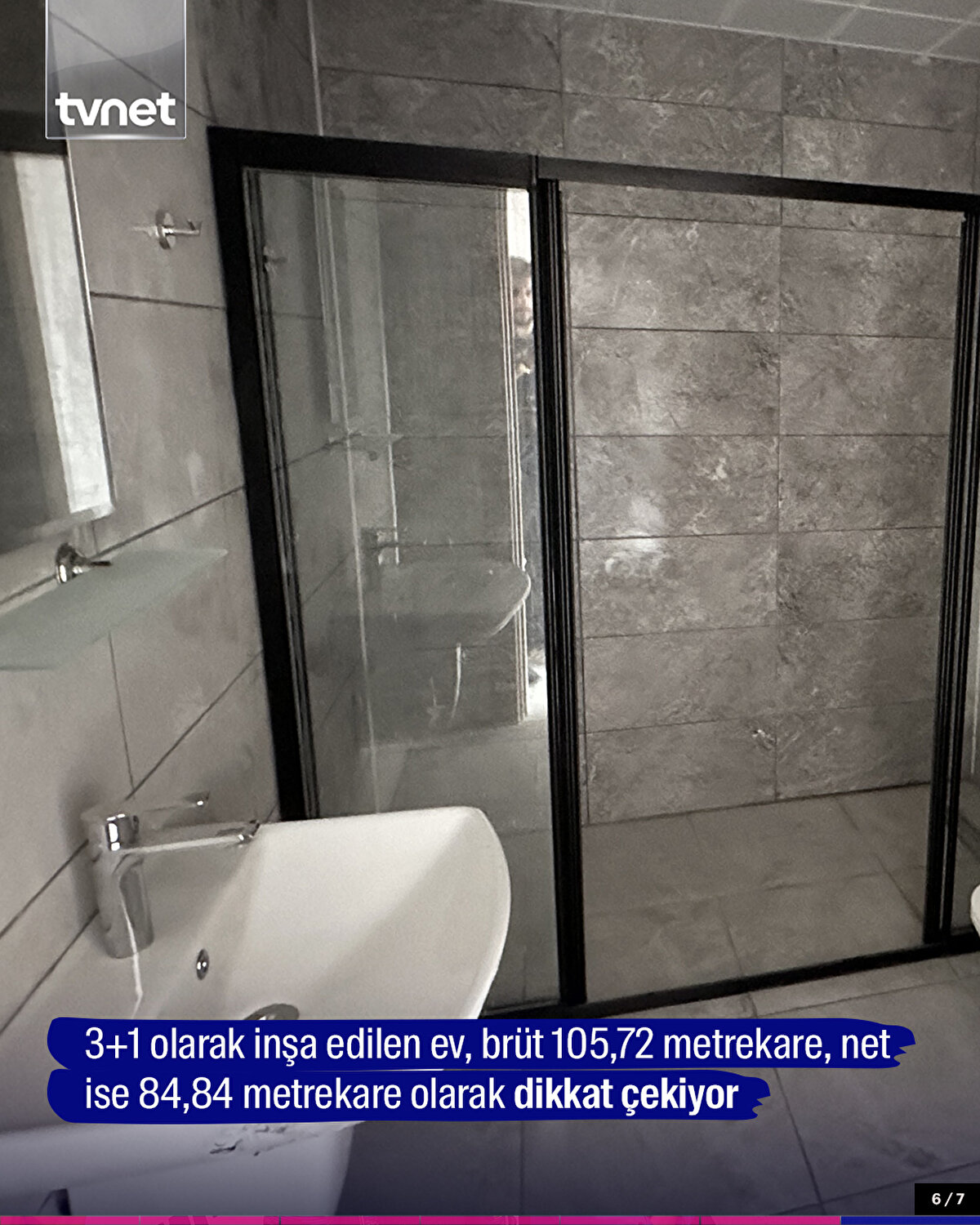 3+1 olarak inşa edilen ev, brüt 105,72 metrekare, net ise 84,84 metrekare olarak dikkat çekiyor