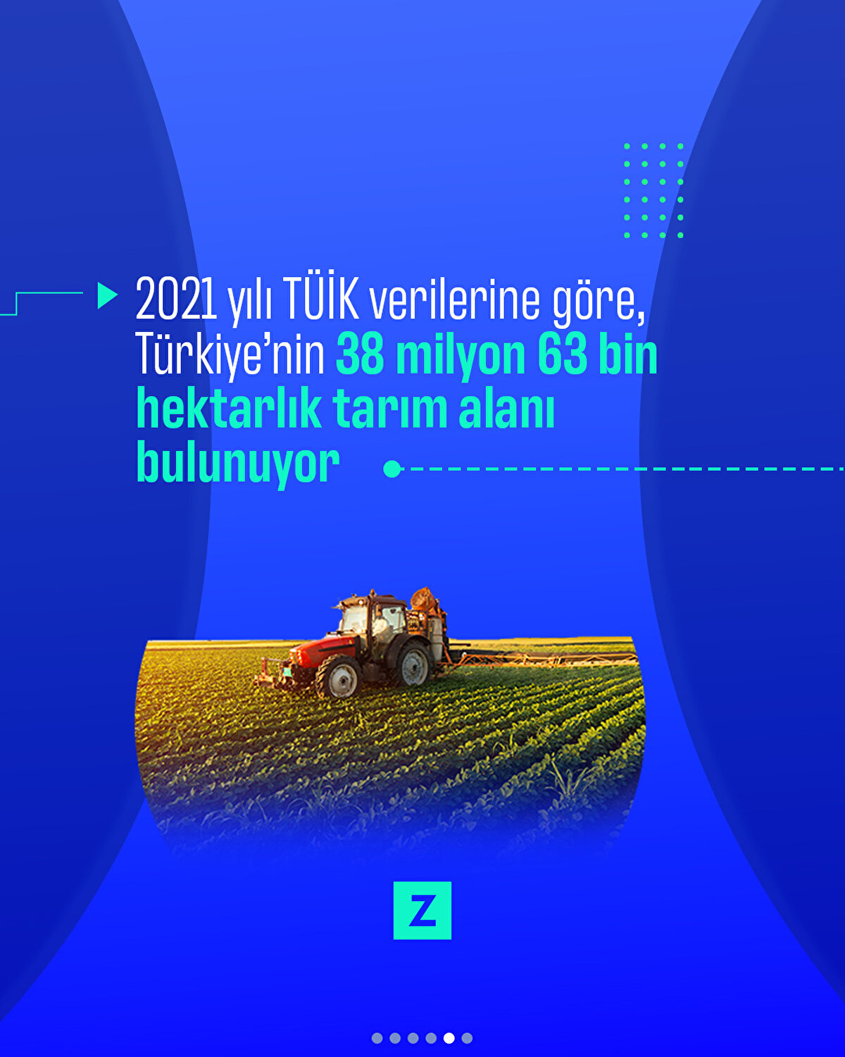2021 yılı TÜİK verilerine göre, Türkiye’nin 38 milyon 63 bin hektarlık tarım alanı bulunuyor