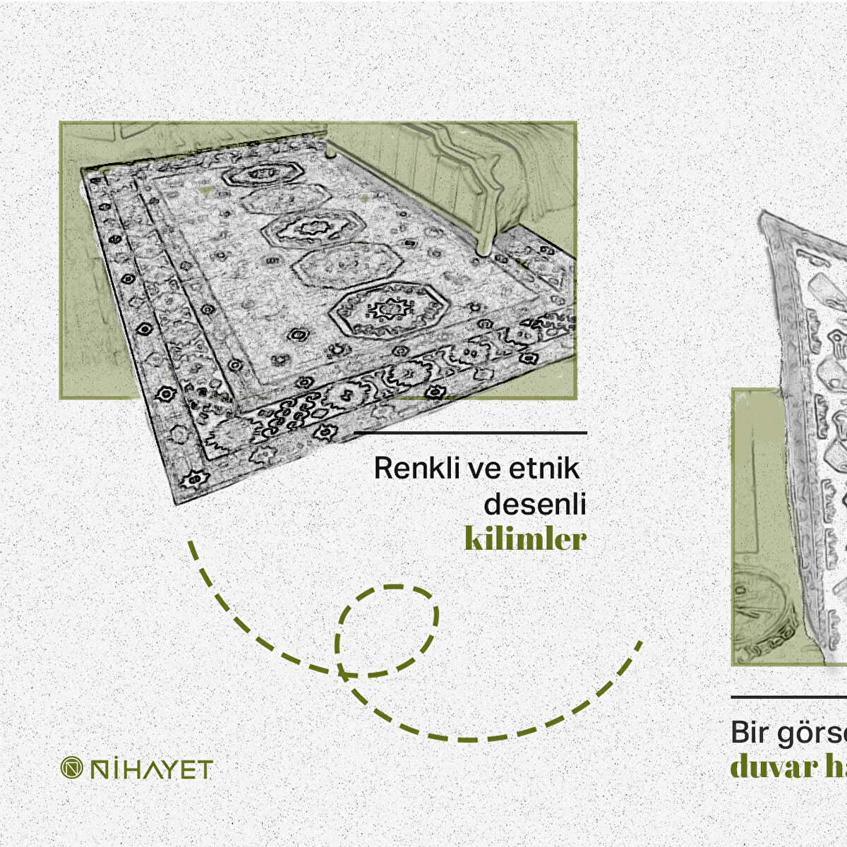 Renkli ve etnik desenli kilimler