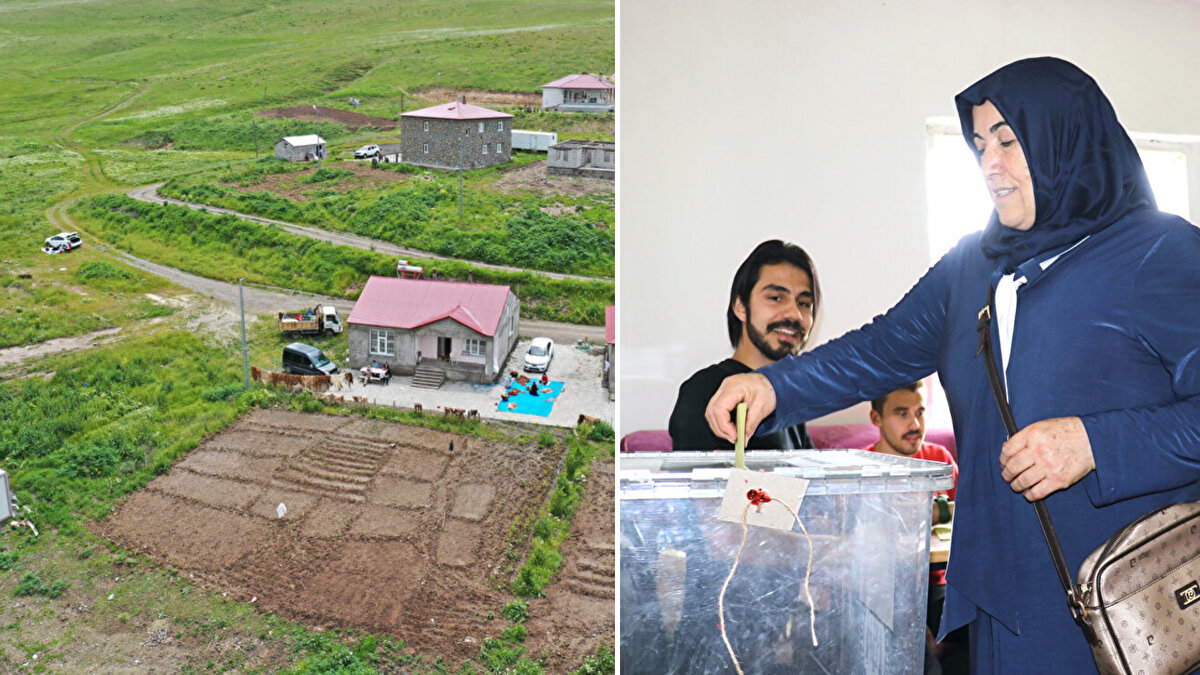 İl merkezine 20 kilometre uzaklıkta, 50 nüfusa sahip 7 haneli köydeki okulda, 12 seçmenin oy kullanması için sandık kuruldu.