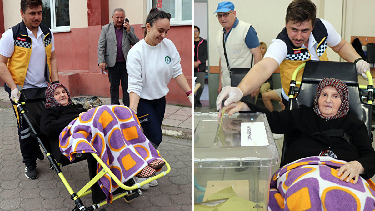 Cumhurbaşkanı Seçimi ikinci oylamasında Edirne'nin 1'inci Murat Mahallesi'nde yaşayan ve yaşlılığa bağlı nedenlerden dolayı yürümekte zorluk çeken Sebahat Kirişçiler, talebi üzerine  İl Sağlık Müdürlüğü'ne bağlı sağlık ekiplerince ambulansla evinden alınarak oy kullanmaya götürüldü.