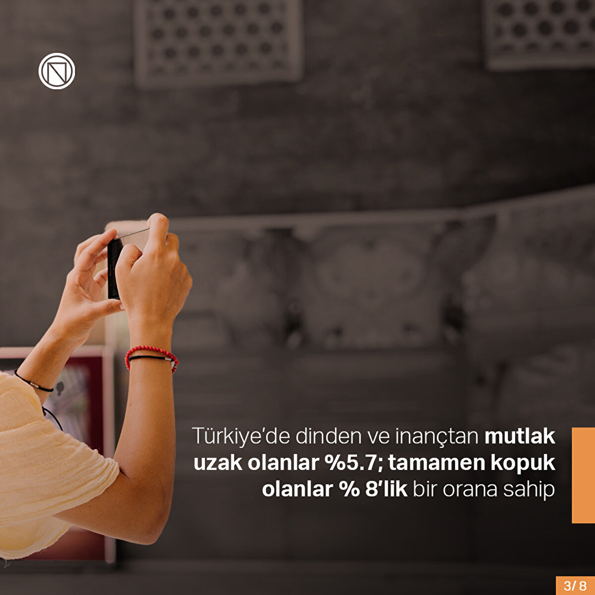 Türkiye’de dinden ve inançtan mutlak uzak olanlar %5.7; tamamen kopuk olanlar % 8’lik bir orana sahip