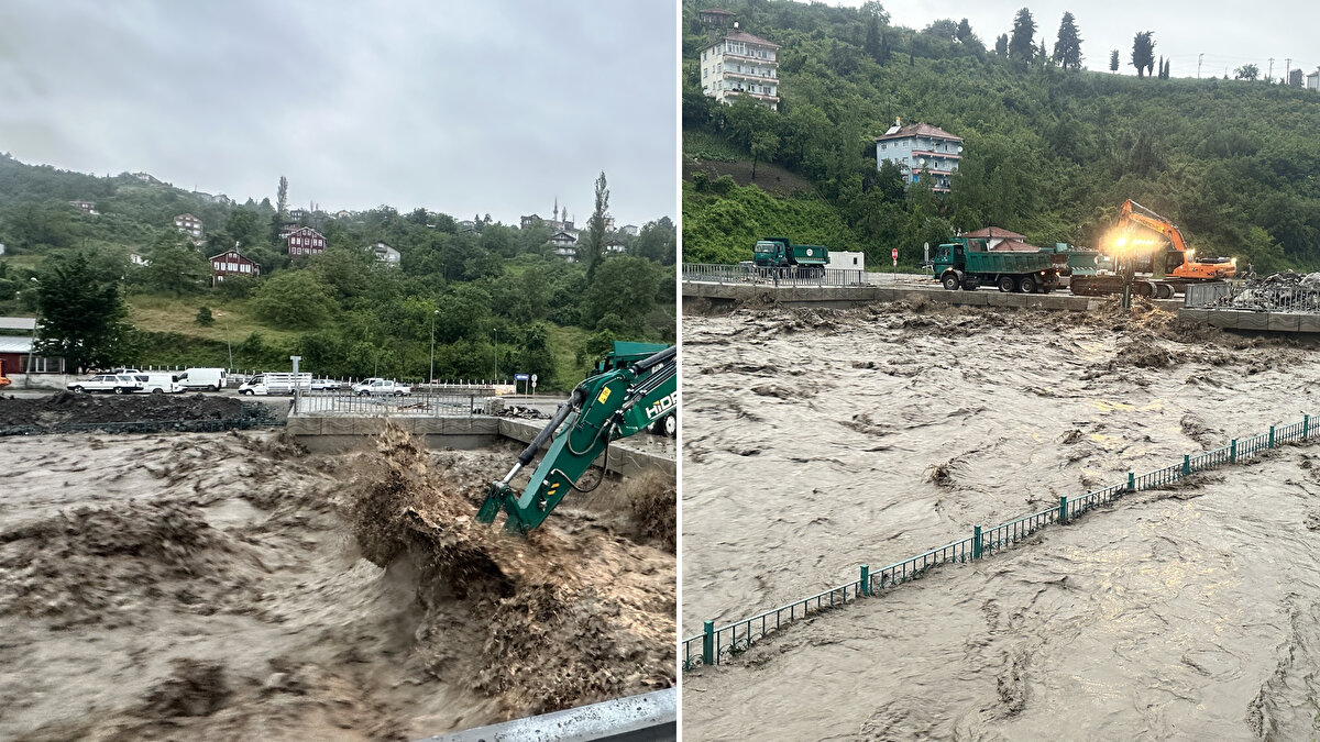 Meteorolojinin 'turuncu kod' uyarısında bulunduğu Kastamonu'nun kuzey kesimlerinde geceden itibaren etkili olan şiddetli yağışlar İnebolu ilçesinin merkezinden geçen İnebolu Çayı'nı taşma noktasına getirdi.