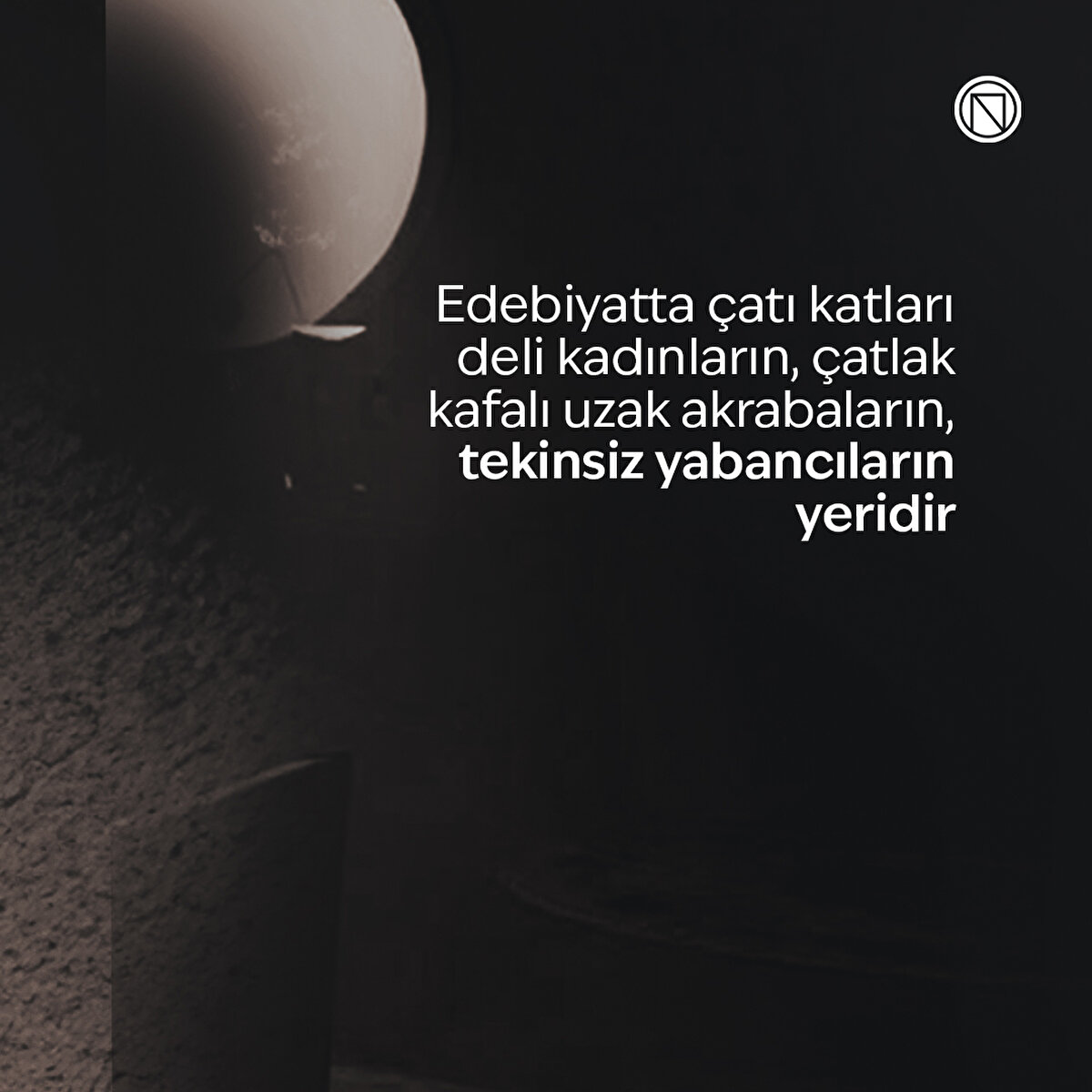 Edebiyatta çatı katları deli kadınların, çatlak kafalı uzak akrabaların, tekinsiz yabancıların yeridir
