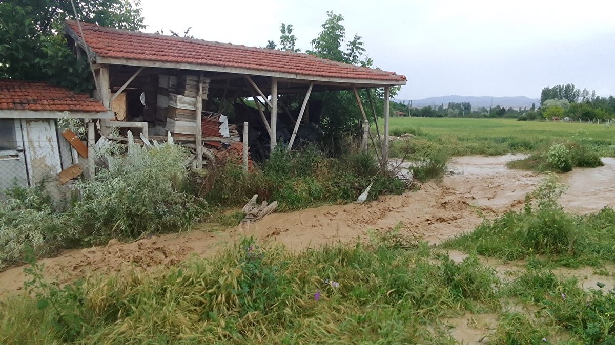 Bağ evlerini su basarken, ekili tarım arazileri de zarar gördü. 