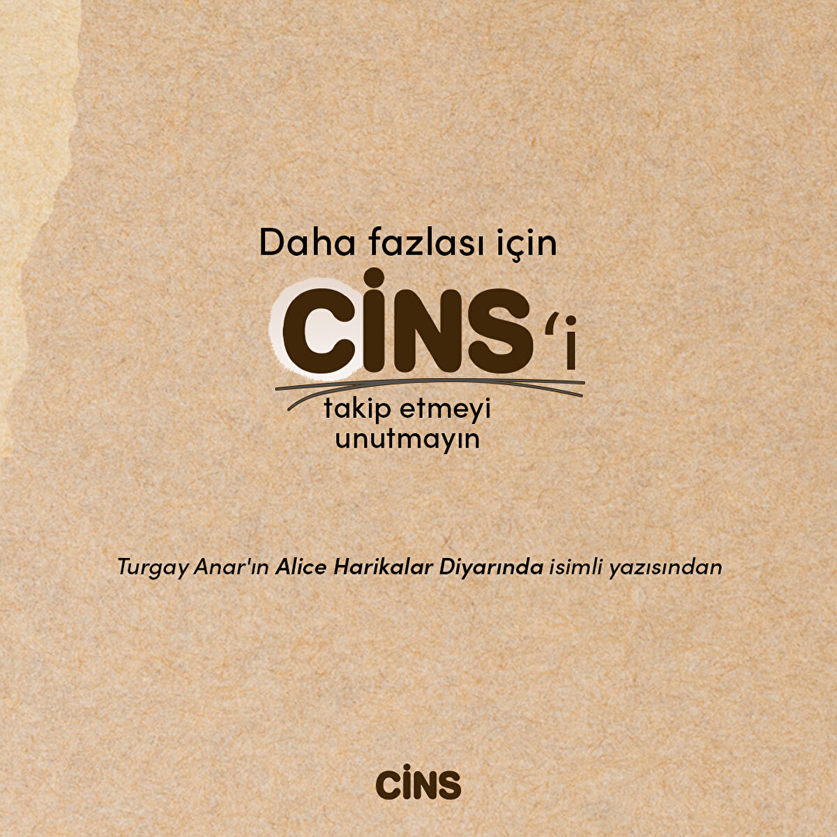 Turgay Anar'ın 
Alice Harikalar Diyarında 
isimli yazısından 