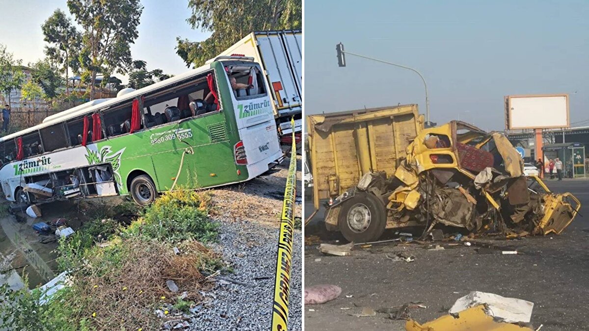 Antalya'dan Adana istikametine giden Zümrüt Turizm firmasına ait Mehmet Nas idaresindeki 07 ABS 327 plakalı otobüs, D-400 kara yolu hal kavşağında, sürücüsünün kimliği henüz öğrenilemeyen 33 NYS 13 plakalı kamyonla çarpıştı.