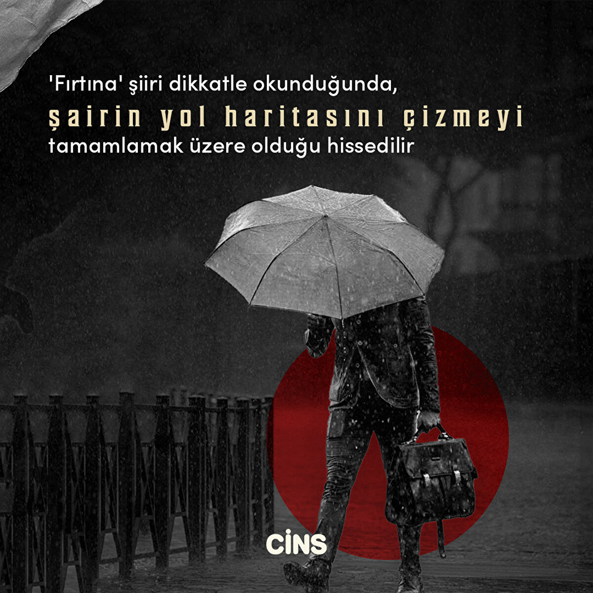 'Fırtına' şiiri dikkatle okunduğunda, şairin yol haritasını çizmeyi tamamlamak üzere olduğu hissedilir