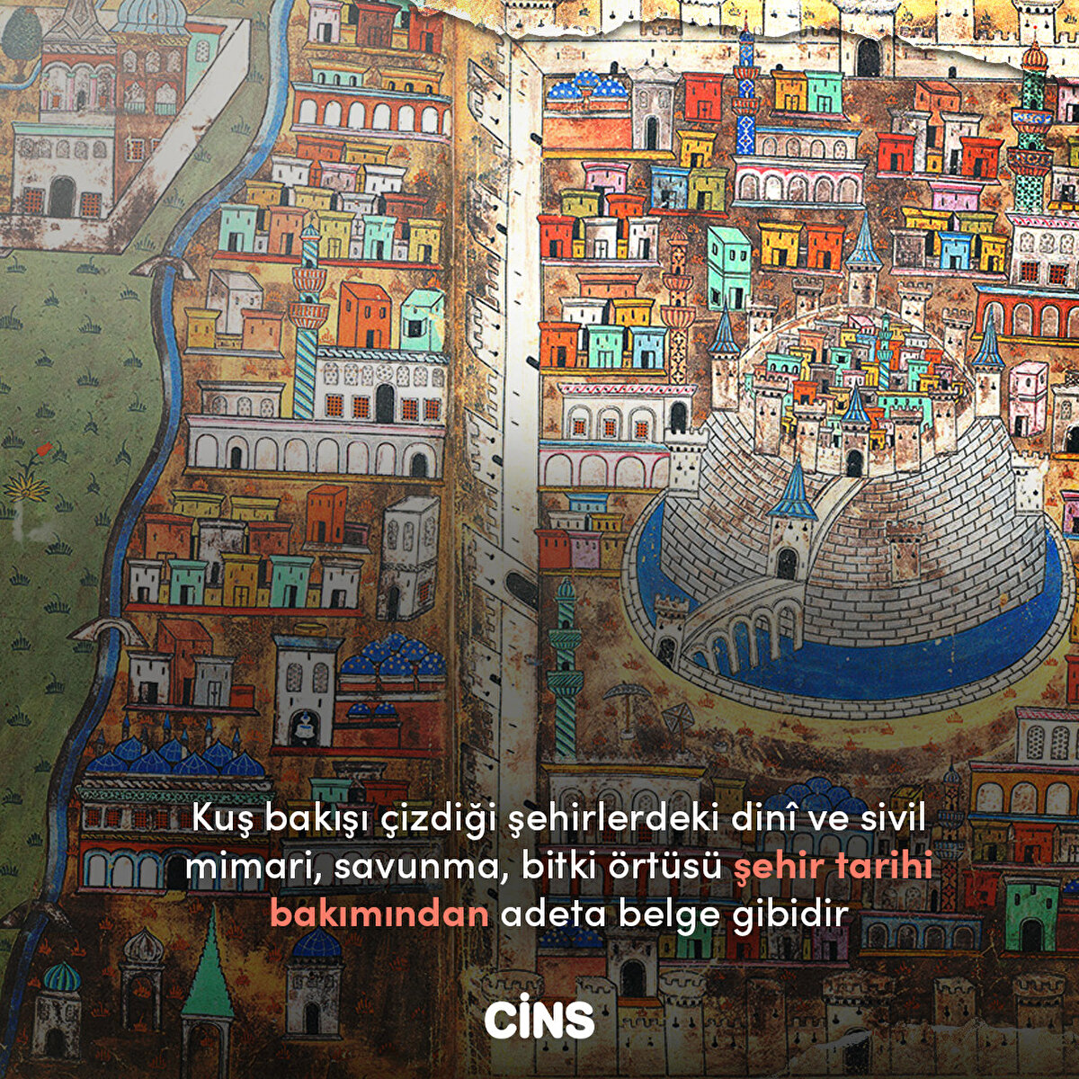 Kuş bakışı çizdiği şehirlerdeki dinî ve sivil mimari, savunma, bitki örtüsü şehir tarihi bakımından adeta belge gibidir