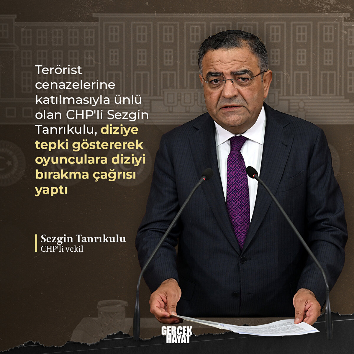 CHP'li Sezgin Tanrıkulu, diziye tepki gösterdi