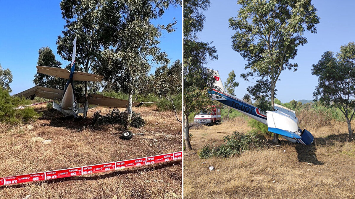 Selçuk Efes Havalimanı’ndan havalanan özel bir şirkete ait uçak, içindeki iki kişiyle beraber kontrolünü kaybederek araziye düştü.