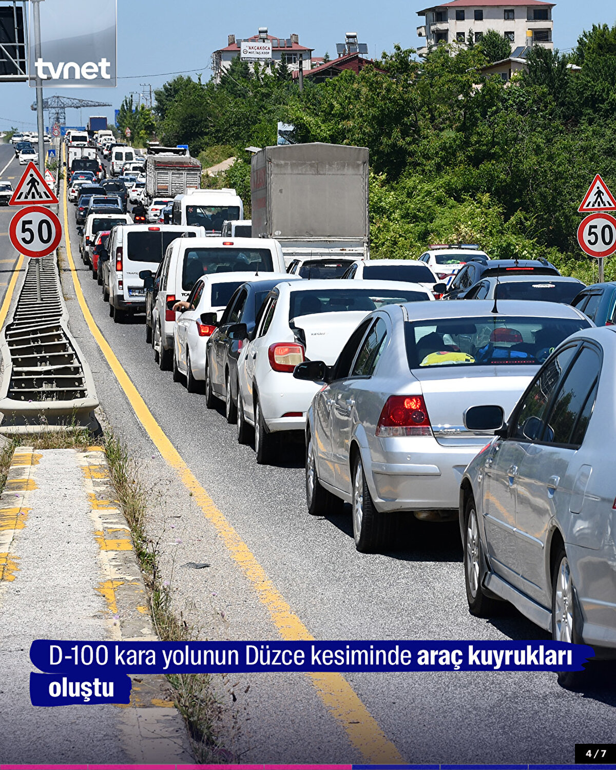 D-100 kara yolunun Düzce kesiminde araç kuyrukları oluştu