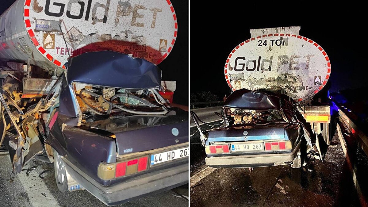 İddiaya göre; aşırı hız yapan Furkan Kılıç'ın (19) kullandığı 44 HD 267 plakalı otomobil, arıza nedeniyle emniyet şeridinde duran akaryakıt tankerine arkadan çarptı. 