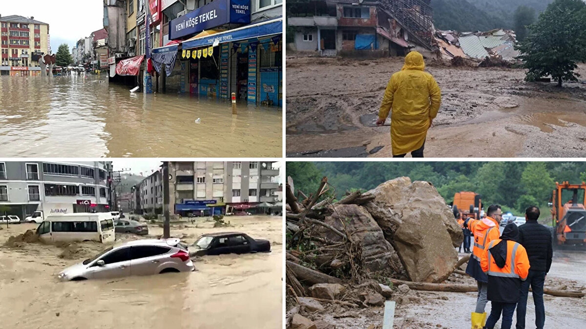 Şiddetli yağış, Karadeniz'de yine benzer manzaralara yol açtı. Birçok kentte dereler taştı, su baskınları yaşandı.<br><br>