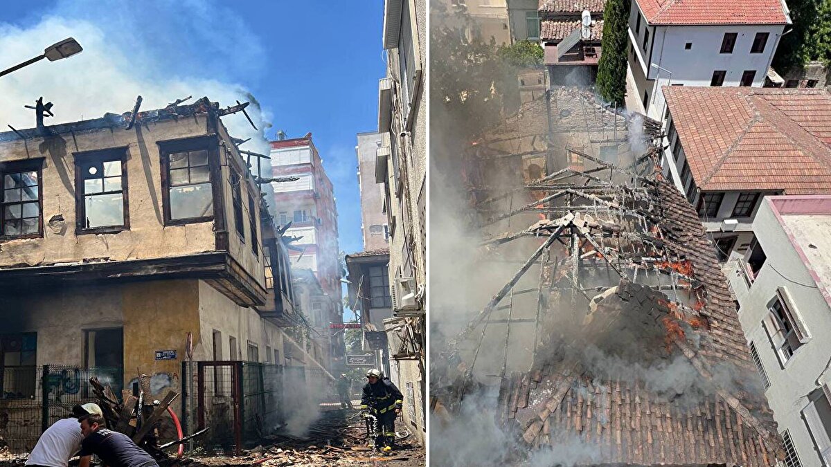 Muratpaşa ilçesi Haşim İşcan Mahallesi 1298 Sokak'ta 2 katlı kerpiç ve ahşaptan yapılma metruk evde saat 12.30 sıralarında yangın çıktı.