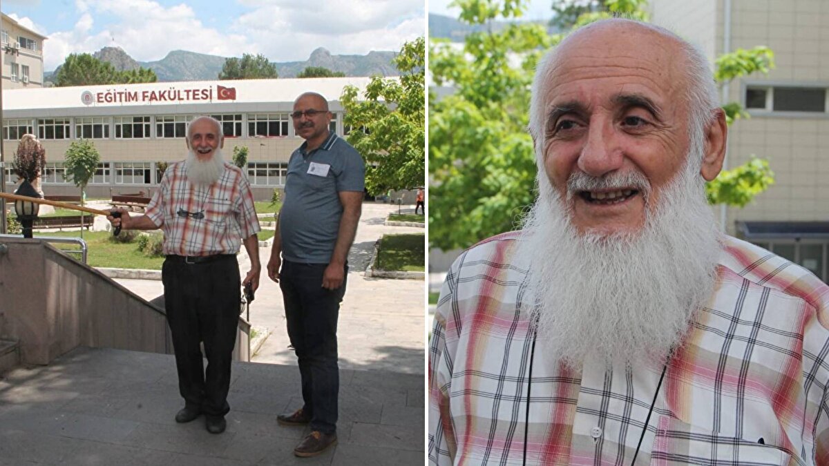 Ön lisans mezunu 3 çocuk, 8 torun sahibi Yaşar Aktaş, bastonu ile geldiği okulda DGS'ye girdi.