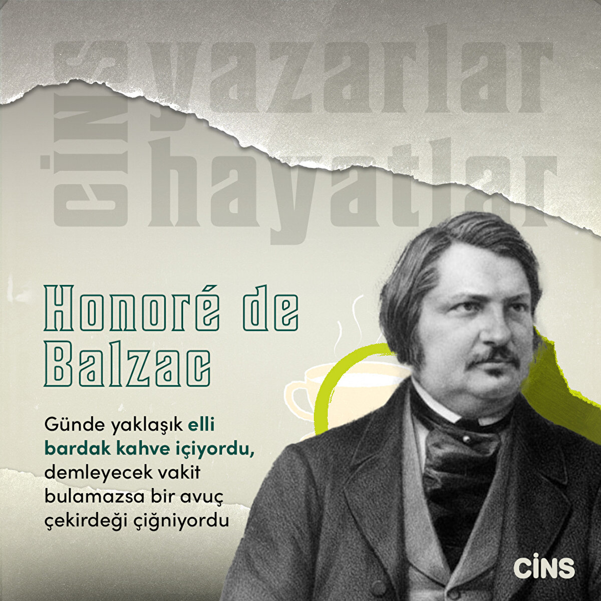 Honor&#233; de Balzac:G&#252;nde yaklaşık elli bardak kahve i&#231;iyordu, demleyecek vakit bulamazsa bir avu&#231; &#231;ekirdeği &#231;iğniyordu 