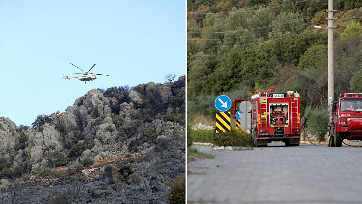 Kumluova Mahallesi'ndeki yangınla gece boyunca karadan mücadele edildi.
