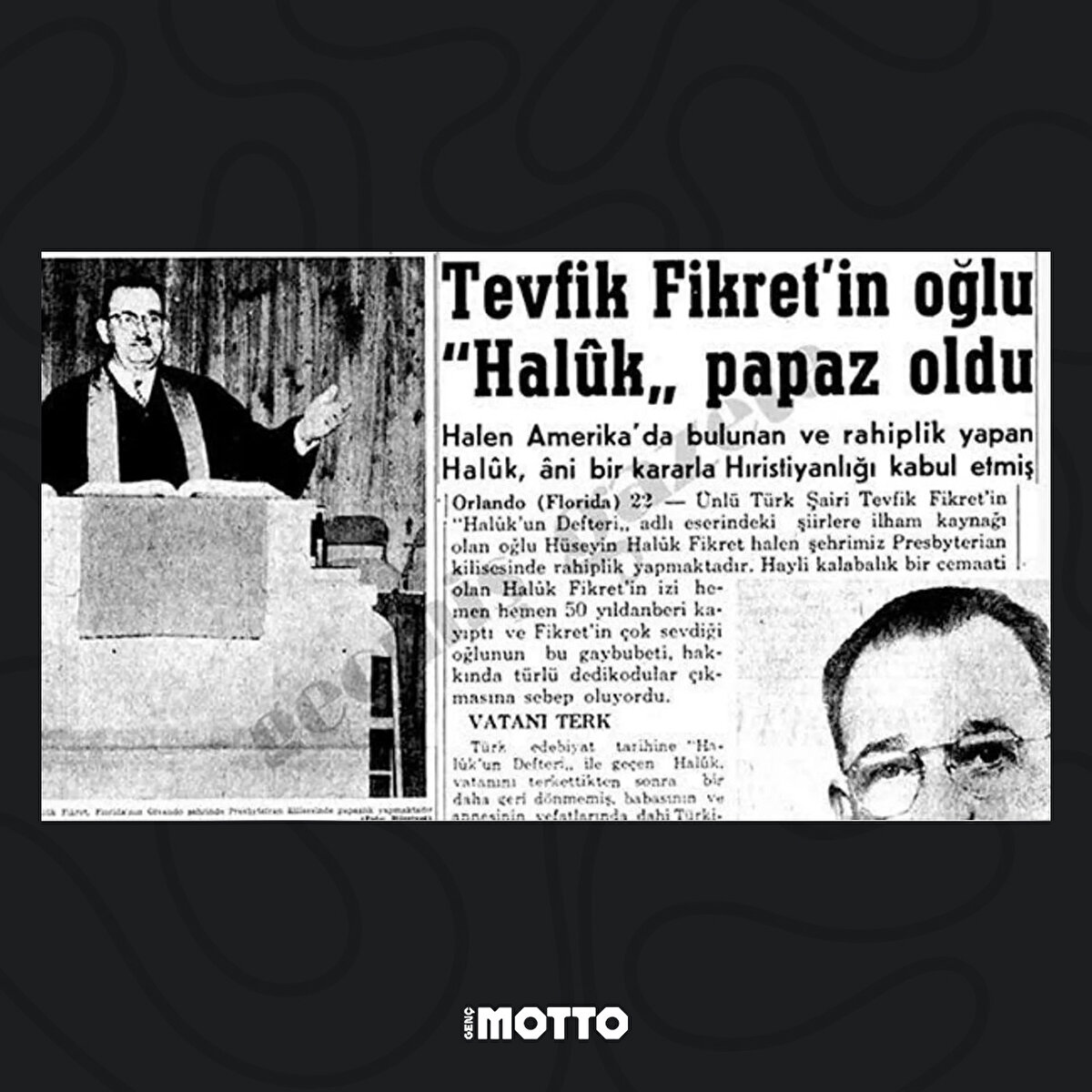 Tevfik Fikret'in oğlu papaz oldu