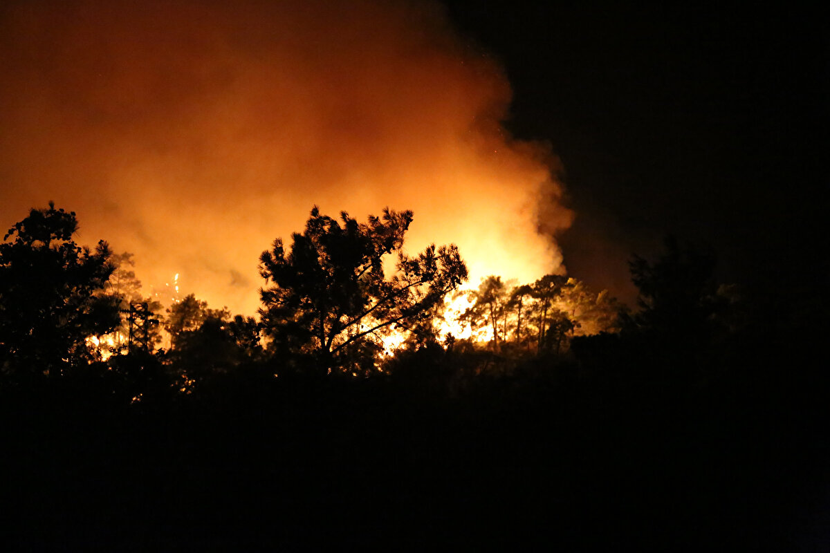 Göynük Değirmendere Mahallesi'nde mezarlık mevkisindeki ormanlık alanda saat 21.08'de henüz bilinmeyen nedenle çıkan orman yangın, rüzgarın etkisiyle geniş bir alana yayıldı.