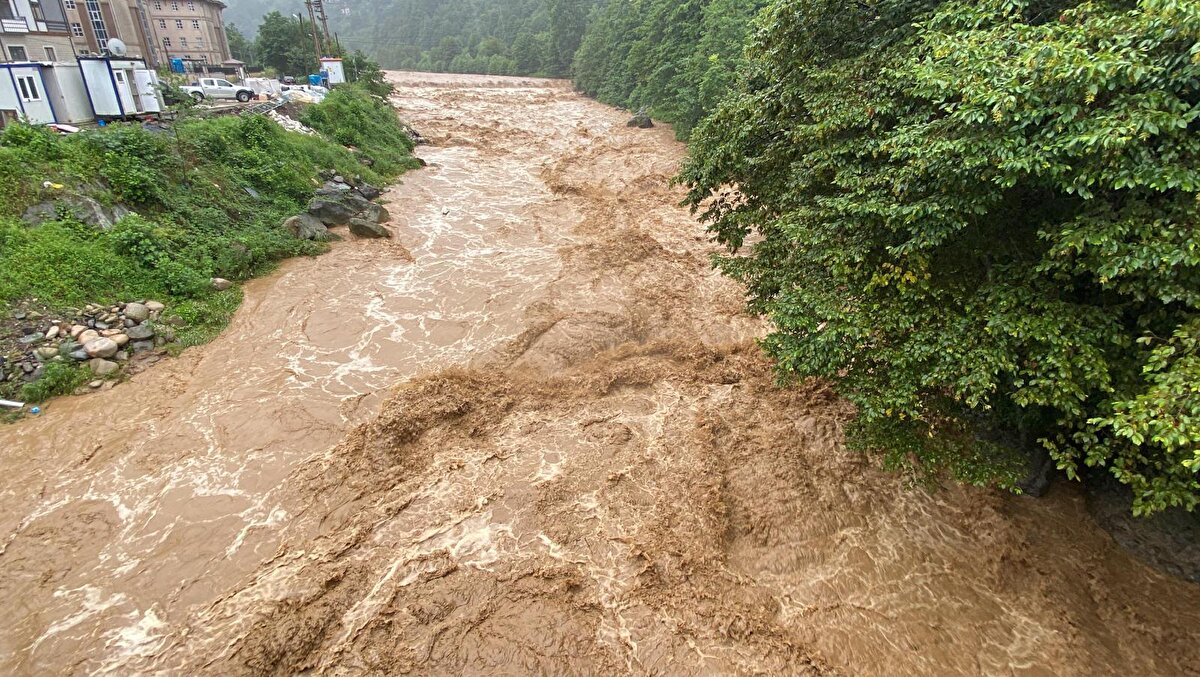 Suyun rengi yeşilden kahverengiye döndü. Su ağaçlardan kopan dal ve odun parçalarını dere boyu sürükledi.