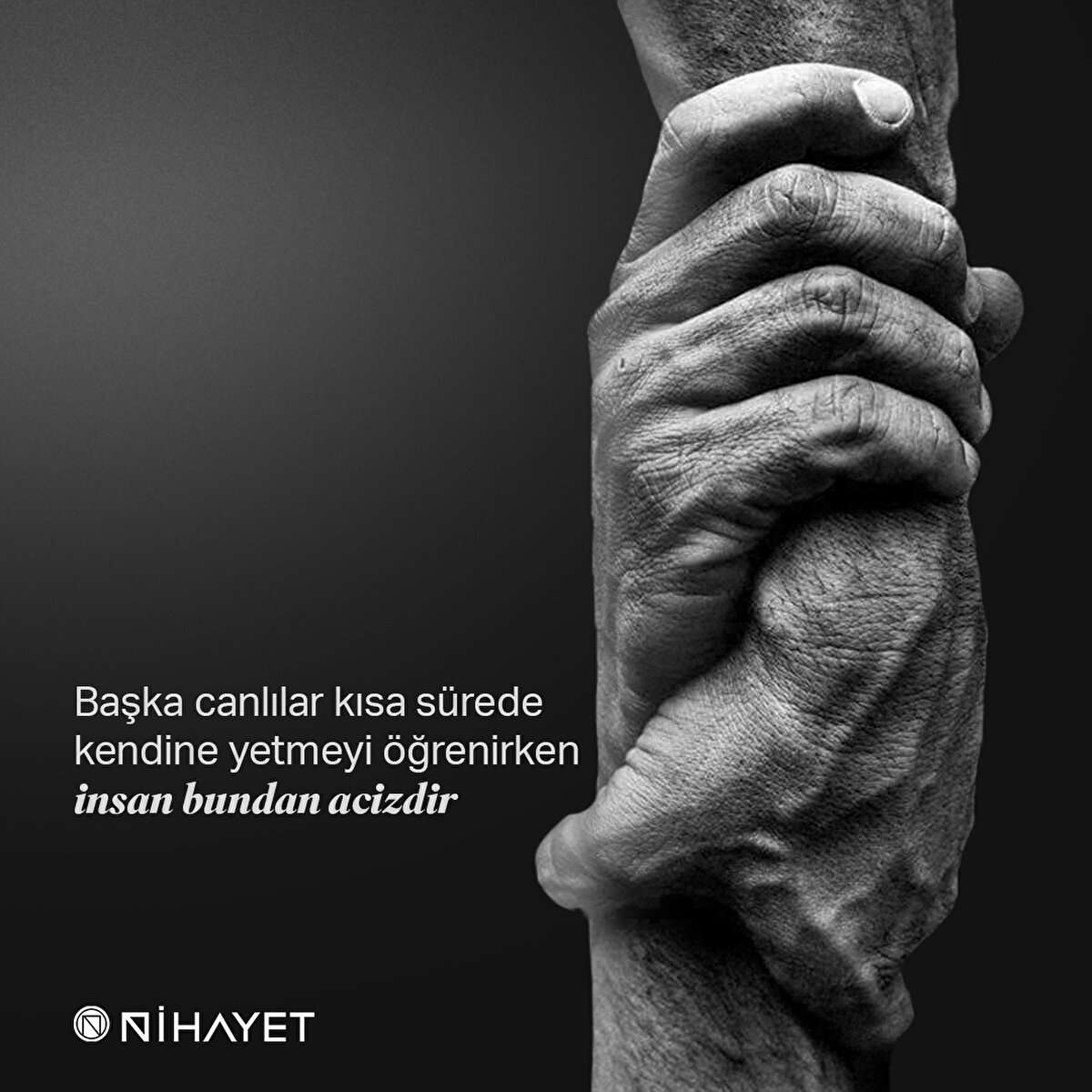 Başka canlılar kısa sürede kendine yetmeyi öğrenirken insan bundan acizdir