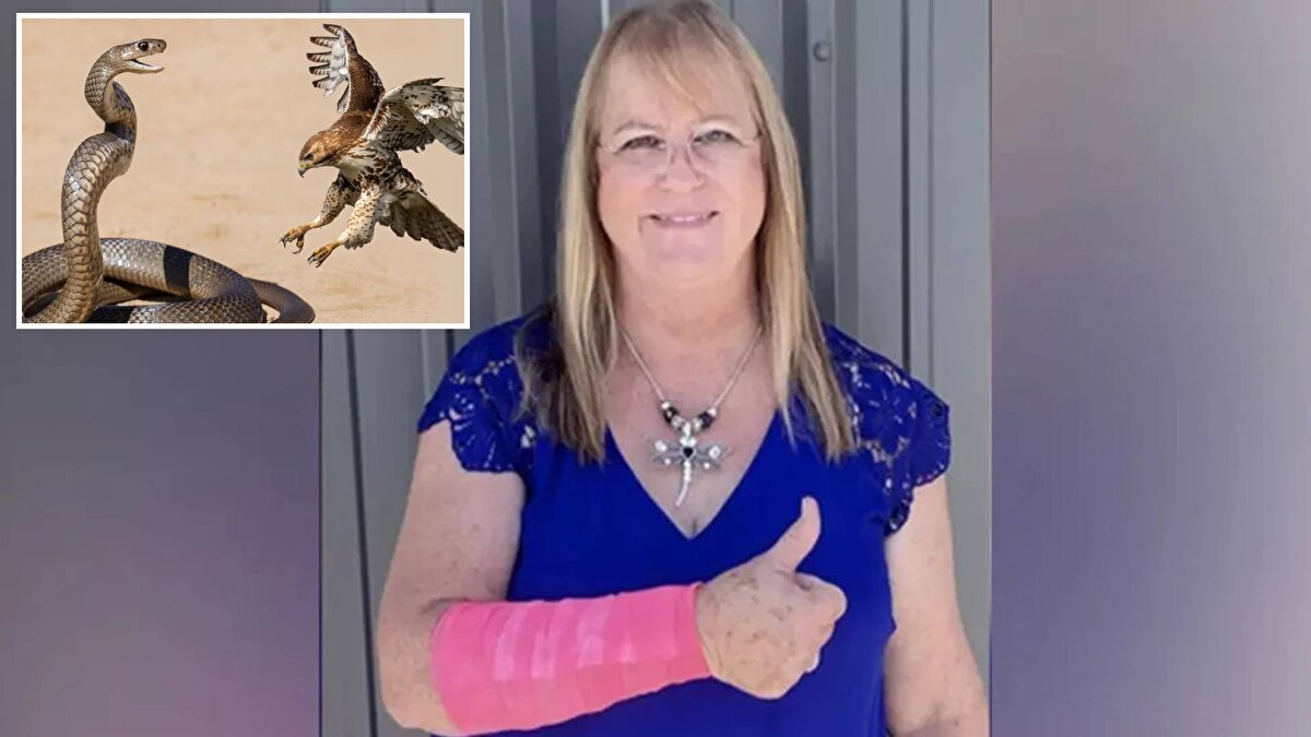 64 yaşındaki Peggy Jones, bahçesindeki çimleri biçerken nadir yaşanacak bir olaya tanık oldu.<br><br>