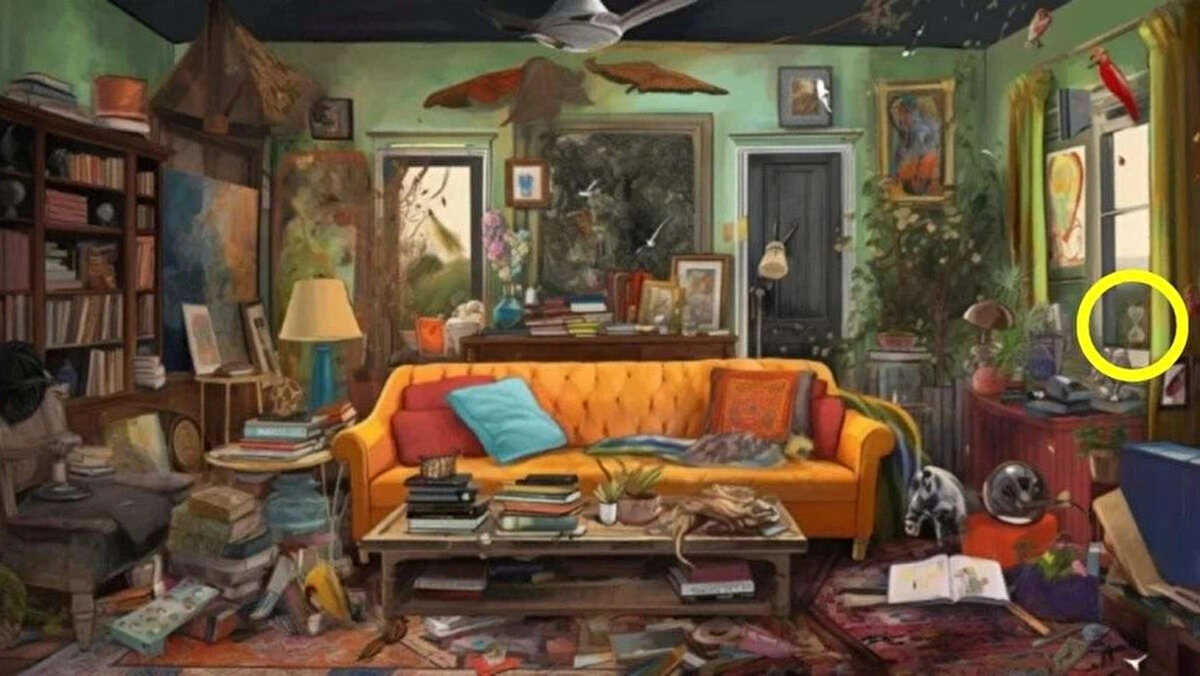 Resmi dikkatle inceleyin. Kum saati nerede? 8 saniyede bulduysanız tebrikler, bulamadıysanız üzülmeyin. İşte testin yanıtı<br><br>