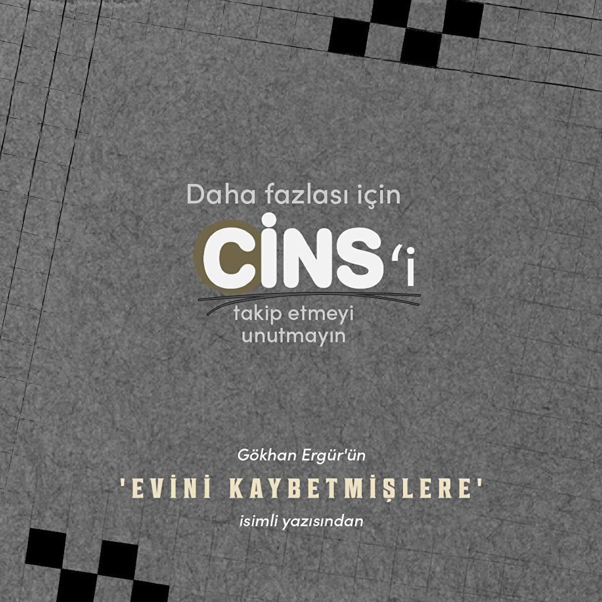 Gökhan Ergür'ün 'Evini Kaybetmişlere' isimli yazısından 